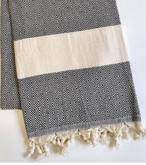 Diamond Design Turkish Beach and Bath Towel (Black Color)