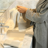 Diamond Pattern Turkish Hand and, Kitchen Towel Set (Gray Color)