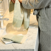 Diamond Pattern Turkish Hand and, Kitchen Towel Set (Green Color)