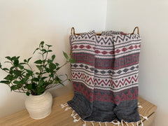 Zig-Zag Design, Organic Cotton Turkish Towel (Burgundy)