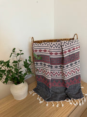 Zig-Zag Design, Organic Cotton Turkish Towel (Burgundy)