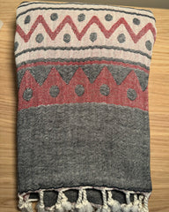 Zig-Zag Design, Organic Cotton Turkish Towel (Burgundy)