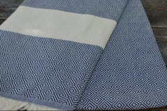 Diamond Design, Organic Cotton Bath Towel (Navy Blue)