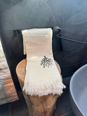 Coral Pattern, Muslin and Bamboo Blended Turkish Beach and Bath Towel