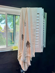 Coral Pattern, Muslin and Bamboo Blended Turkish Beach and Bath Towel
