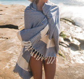 Diamond Design, Organic Cotton Bath Towel (Navy Blue)