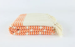 Z Design Orange , Organic Turkish Cotton Bath and Beach Towel