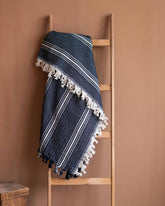 Navy Blue Stripe Throw Blanket