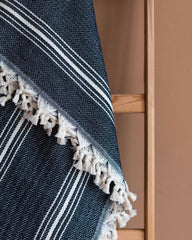 Navy Blue Stripe Throw Blanket