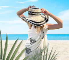 Coral Pattern, Muslin and Bamboo Blended Turkish Beach and Bath Towel