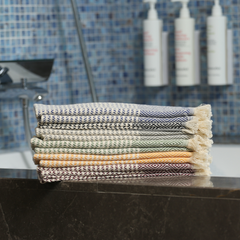 Diamond Pattern Turkish Hand and, Kitchen Towel Set (Gray Color)