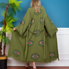 Green Evil Eye Robe - Handmade