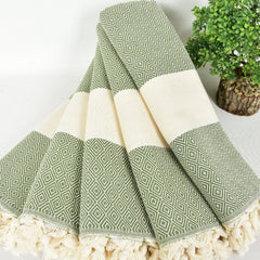 Diamond Design Green Color , Turkish Towels and Blankets