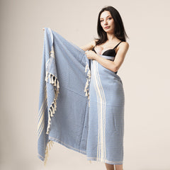 W-Design, Organic Cotton Turkish Towel (Blue Color)