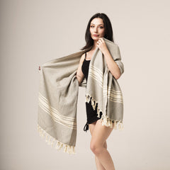 W Design Gray , Organic Turkish Cotton Bath and Beach Towel