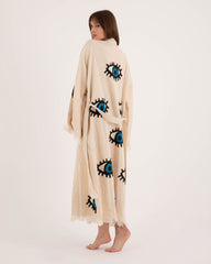Evil Eye Print Long Kimono Robe - Kaftan Kimono