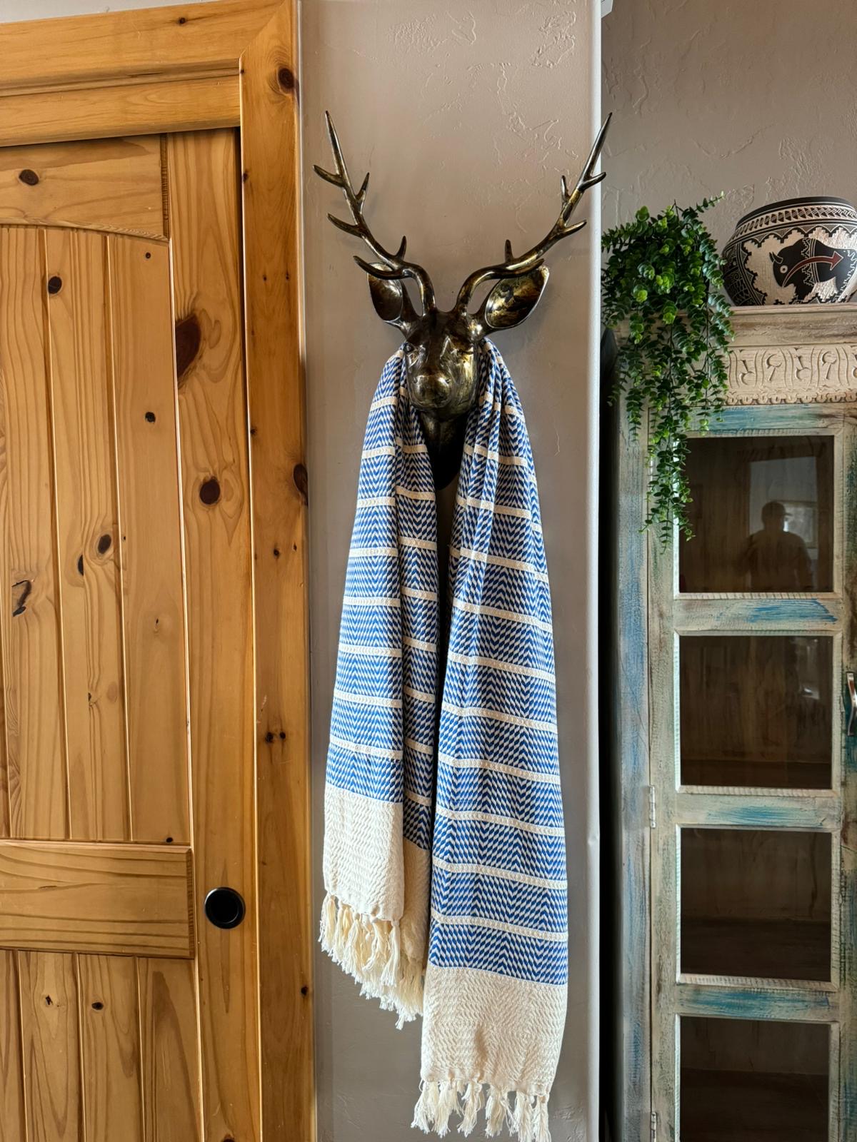 Z Design Blue , Organic Turkish Cotton Bath and Beach Towel