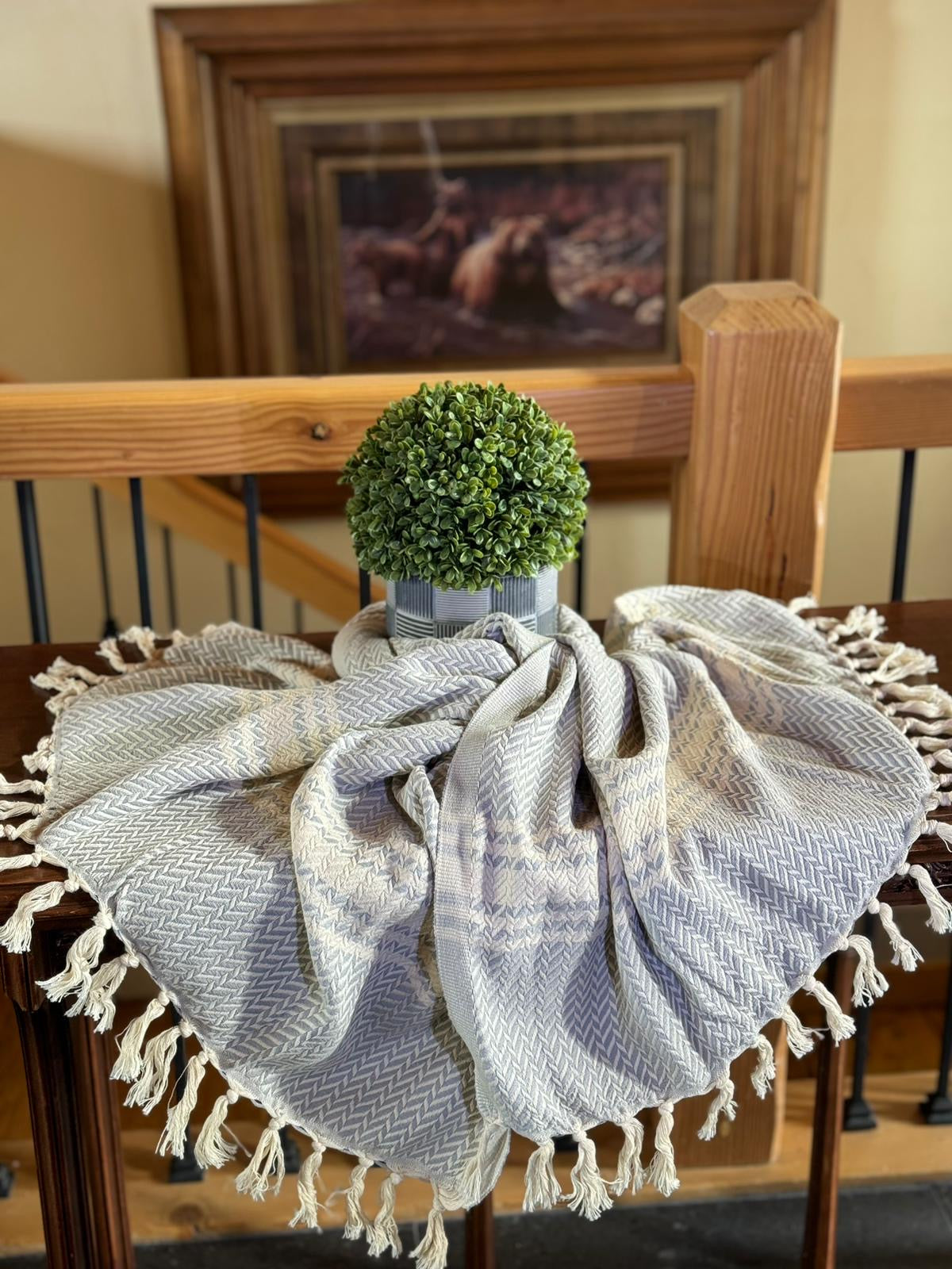 W Design Gray , Organic Turkish Cotton Bath and Beach Towel