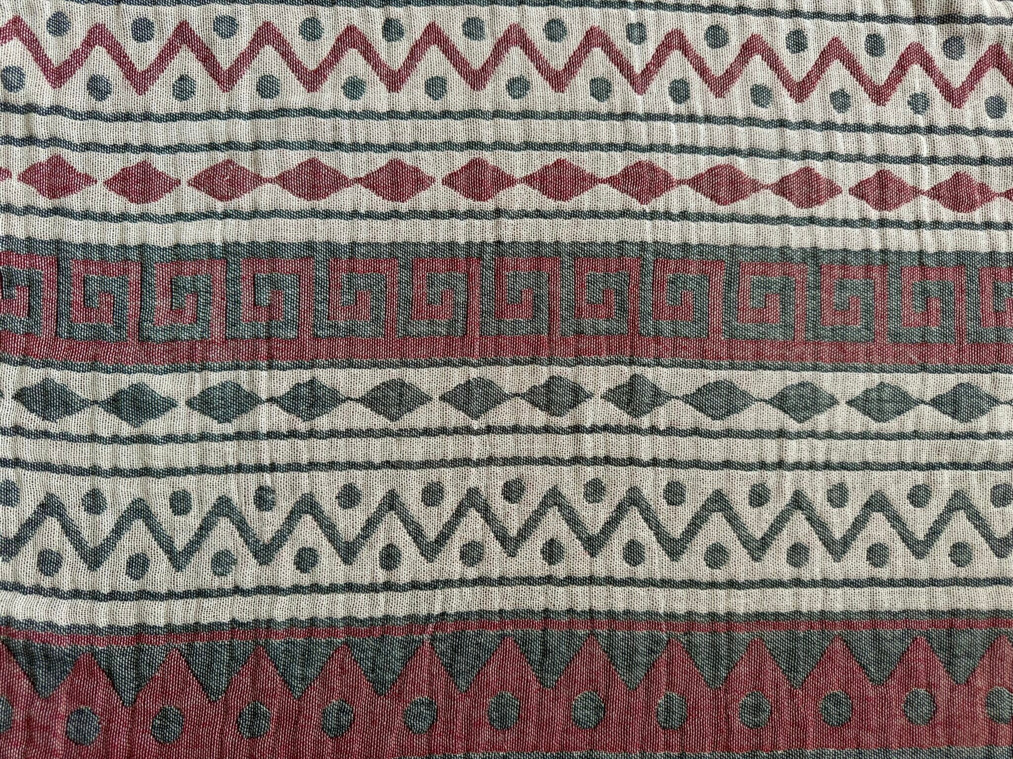 Zig-Zag Design, Organic Cotton Turkish Towel (Burgundy)