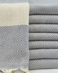 Diamond Design Turkish Beach and Bath Towel (Gray Color)