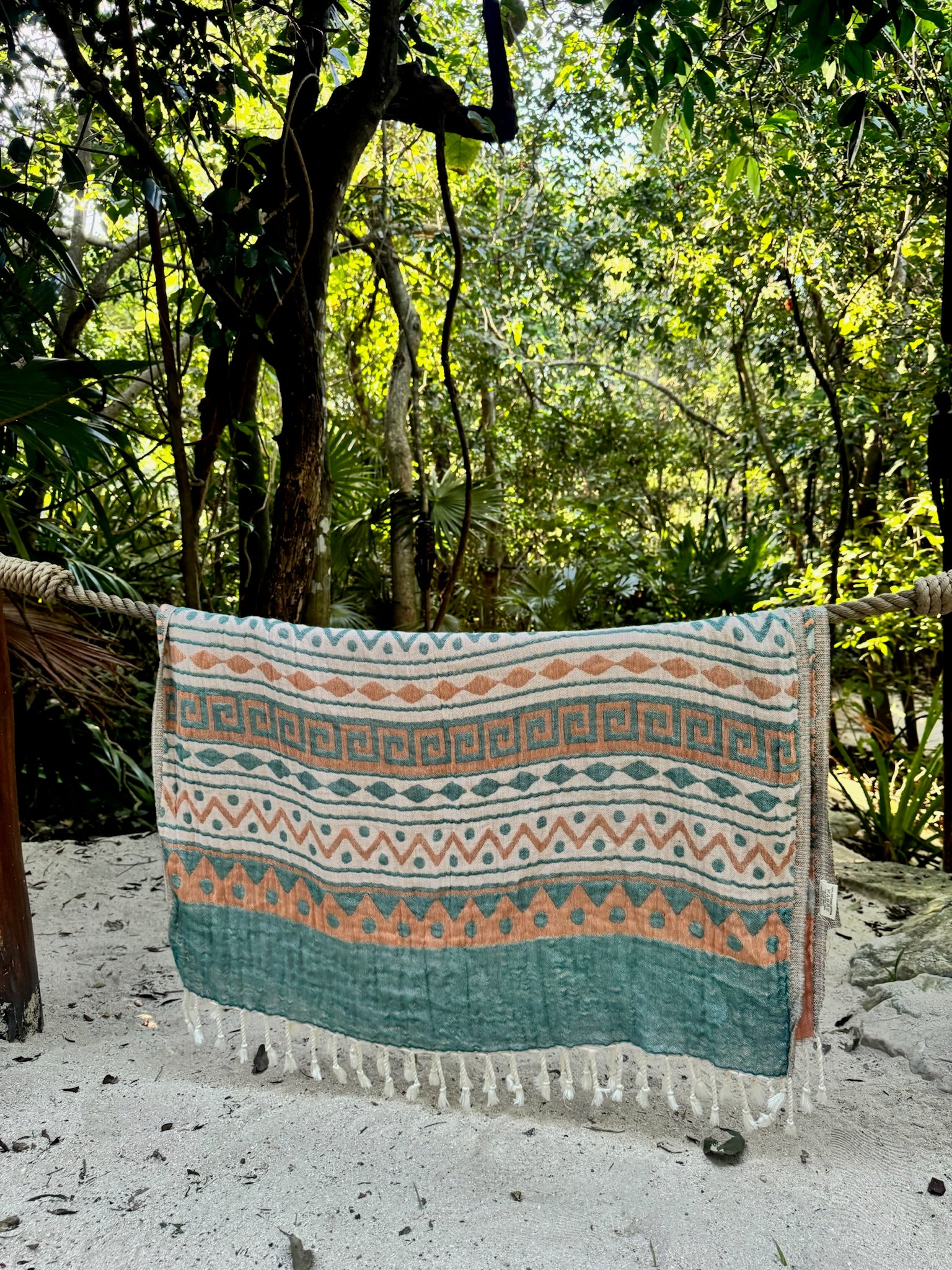 Zig-Zag Design, Organic-Cotton Turkish Towel