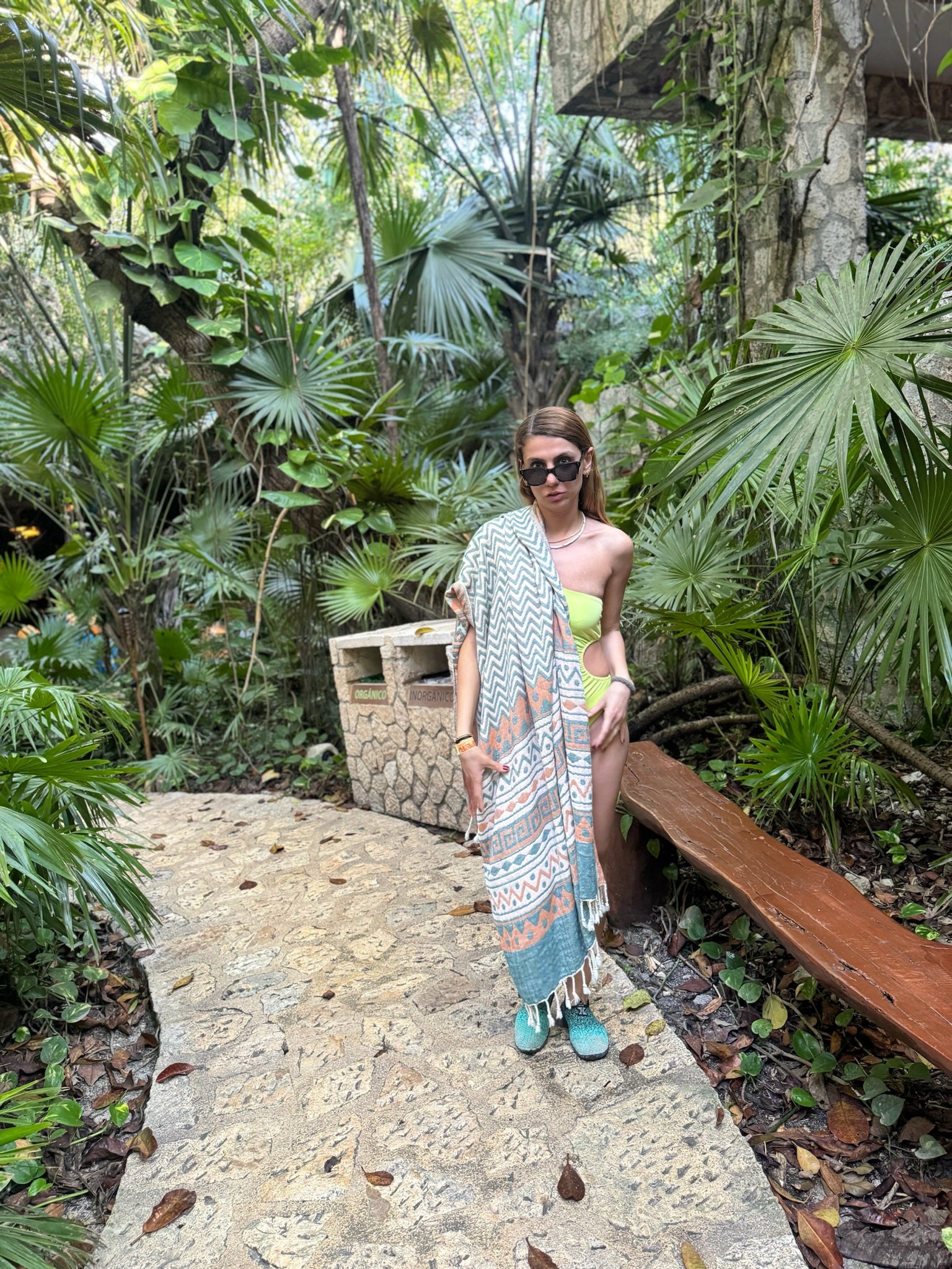 Zig-Zag Design, Organic-Cotton Turkish Towel