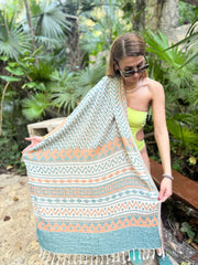Zig-Zag Design, Organic-Cotton Turkish Towel