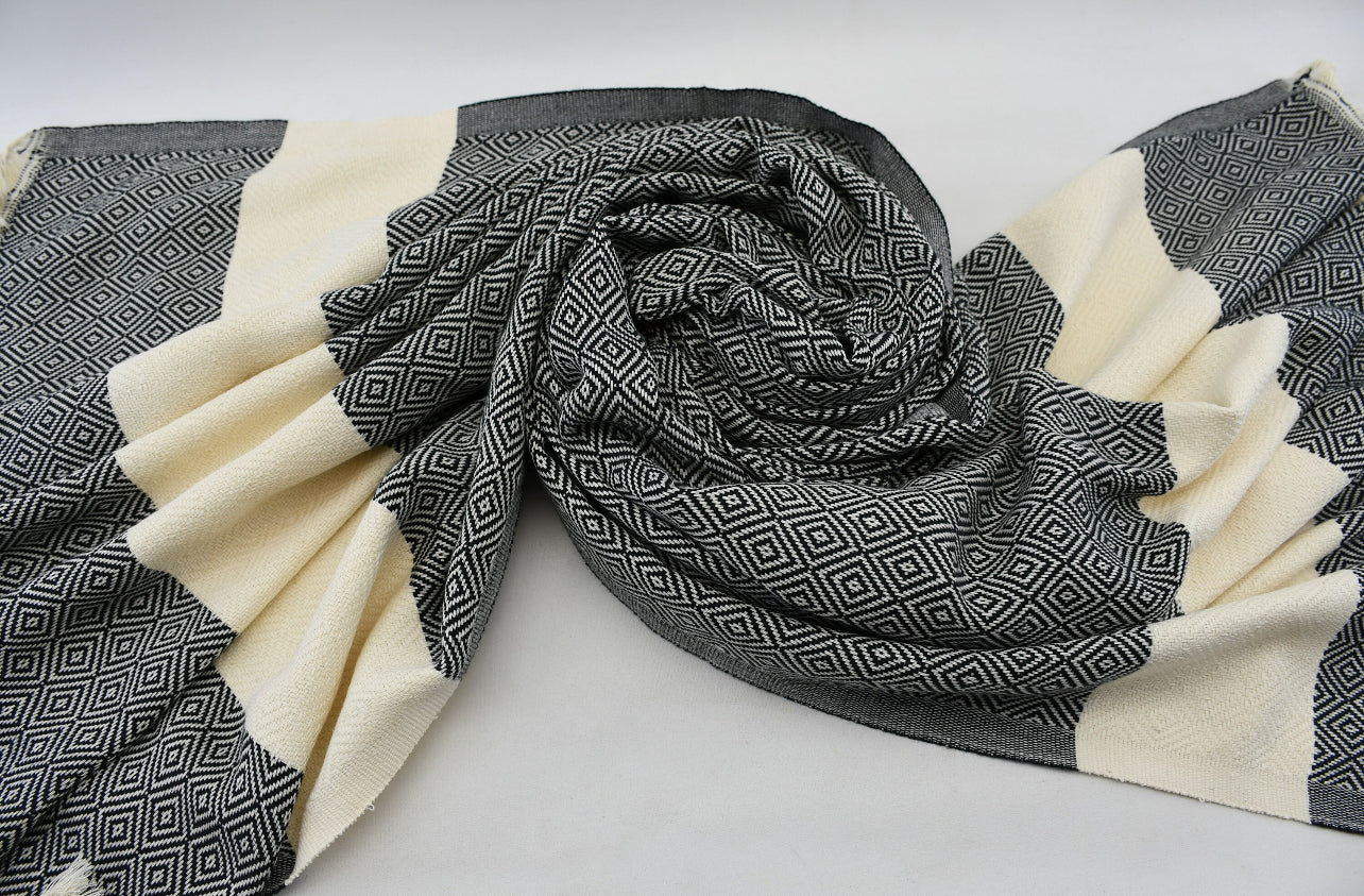 Diamond Design Turkish Beach and Bath Towel (Black Color)