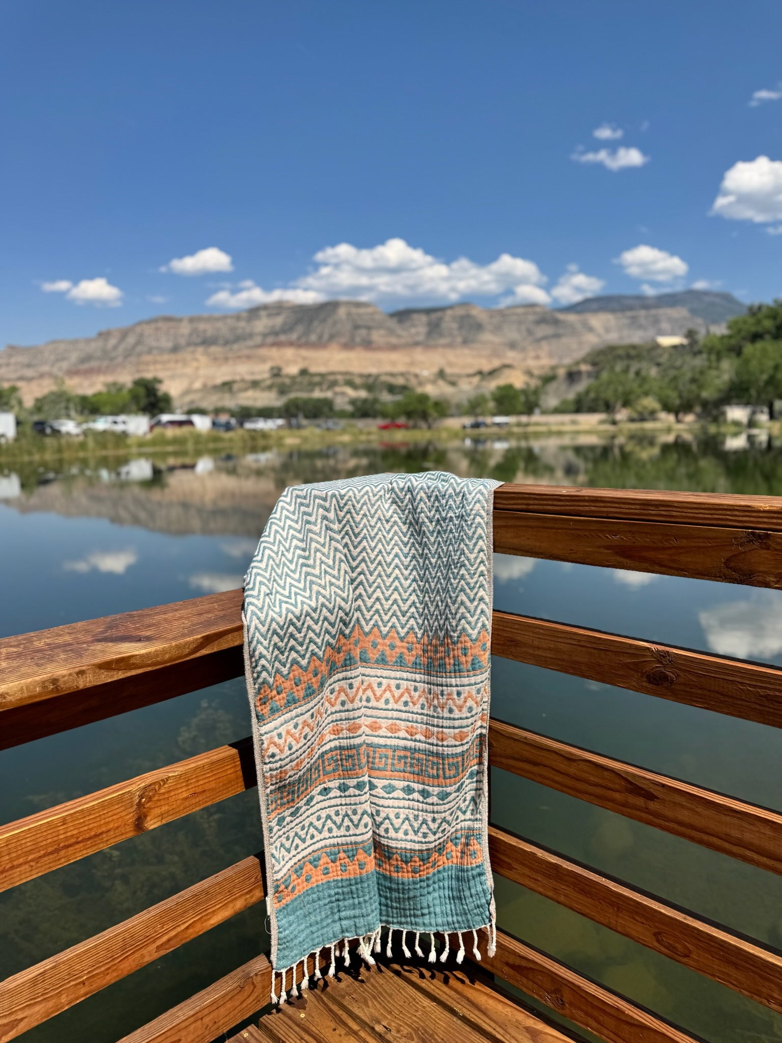 Zig-Zag Design, Organic-Cotton Turkish Towel