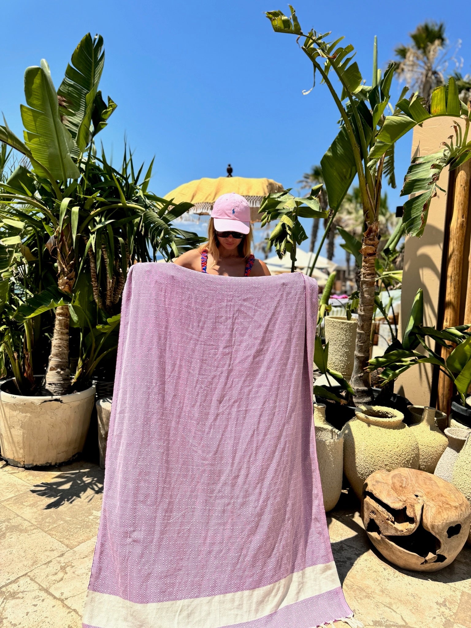 Diamond Design Turkish Beach and Bath Towel (Purple Color)