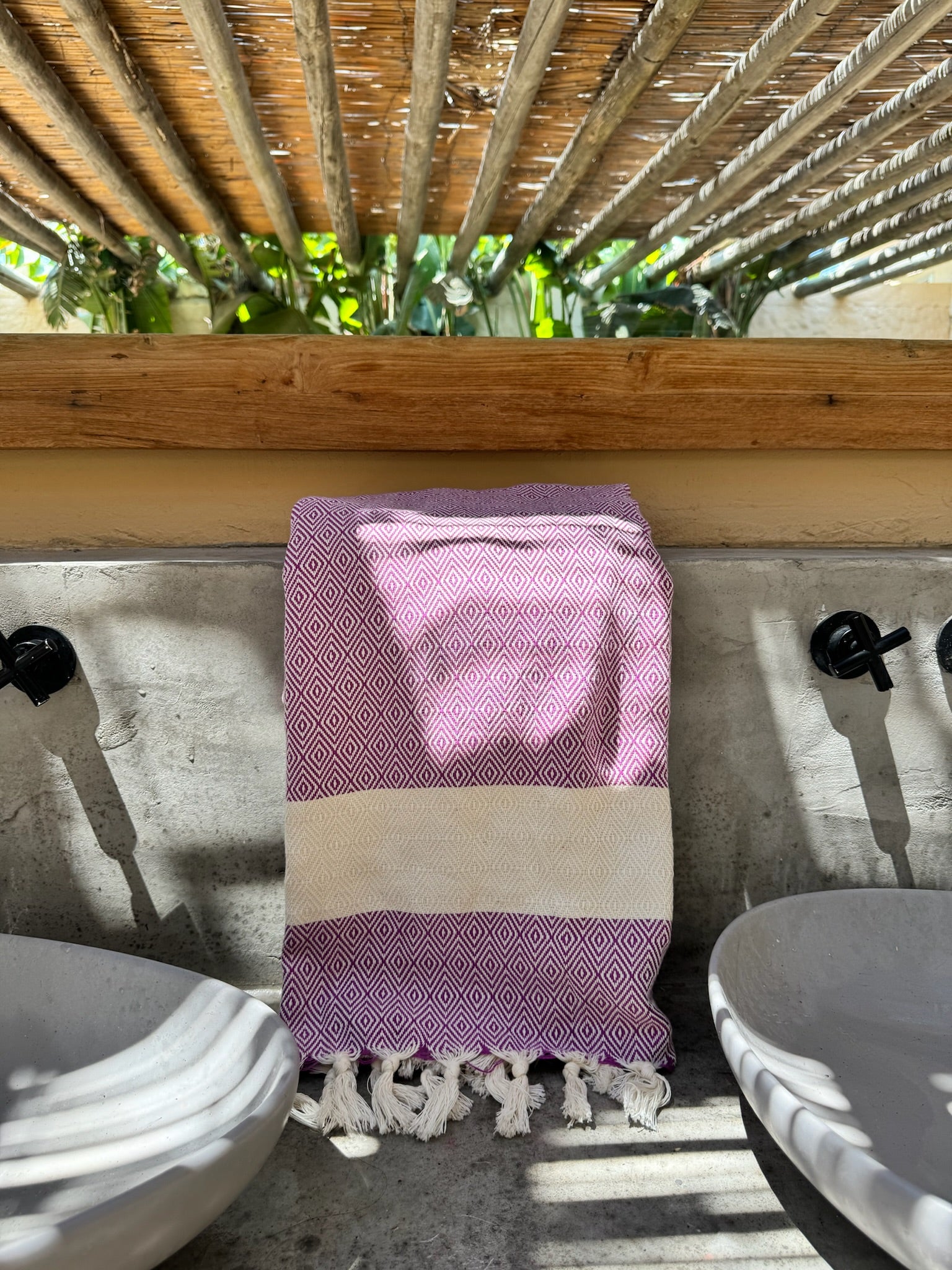 Diamond Design Turkish Beach and Bath Towel (Purple Color)