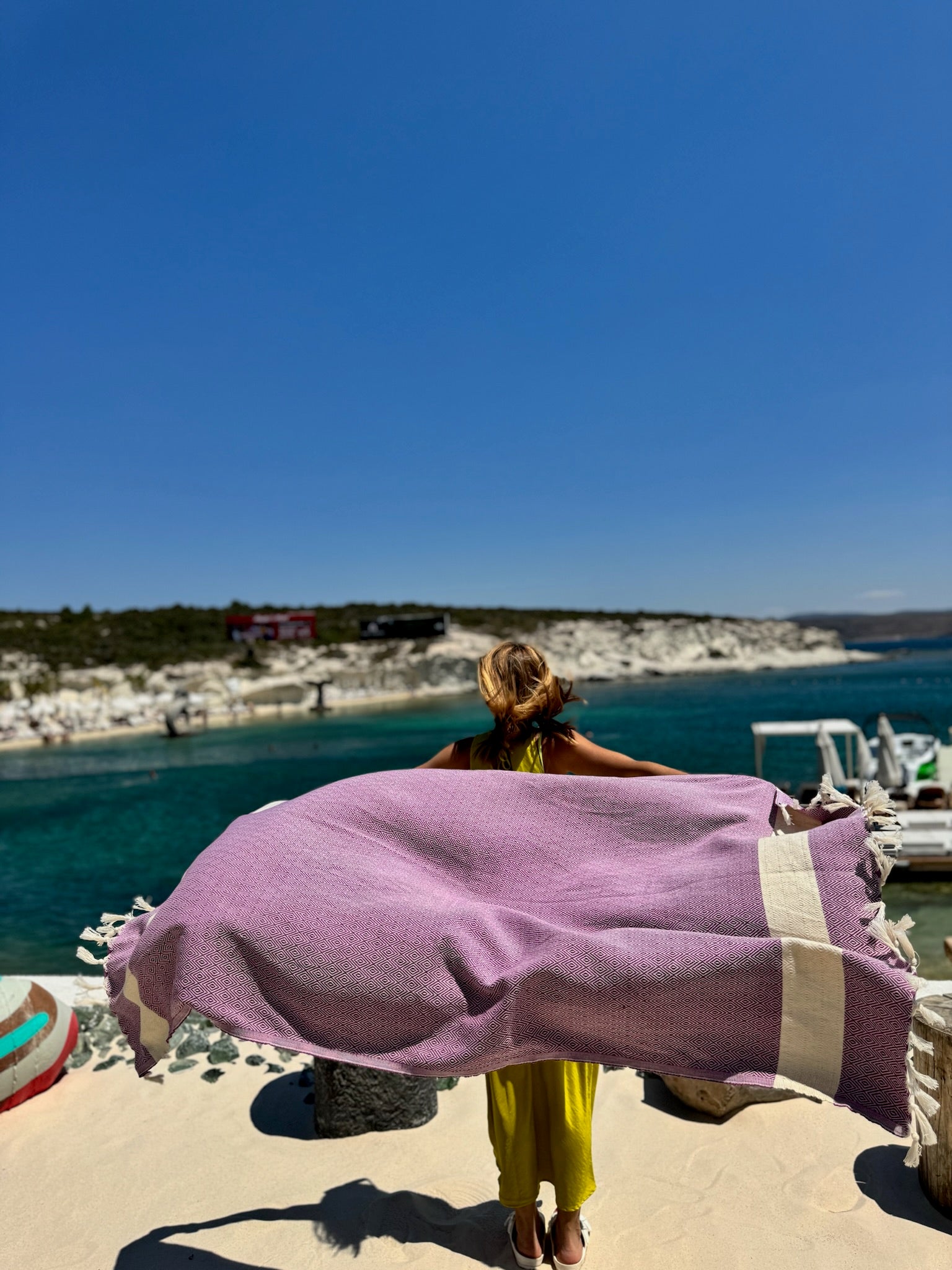 Diamond Design Turkish Beach and Bath Towel (Purple Color)