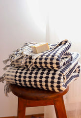 Luma Handwoven Black and White Pom Pom Terry Towel