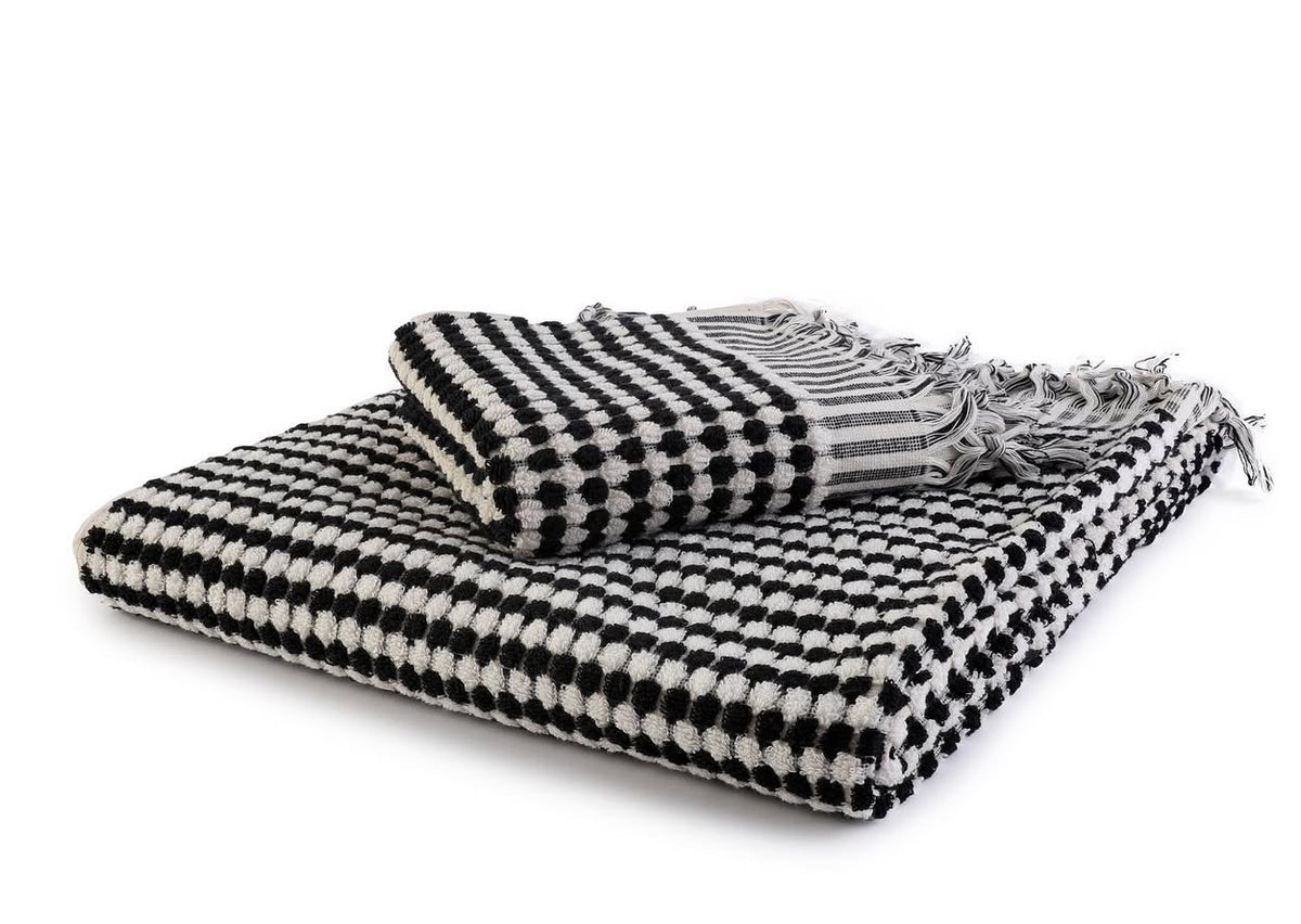 Luma Handwoven Black and White Pom Pom Terry Towel