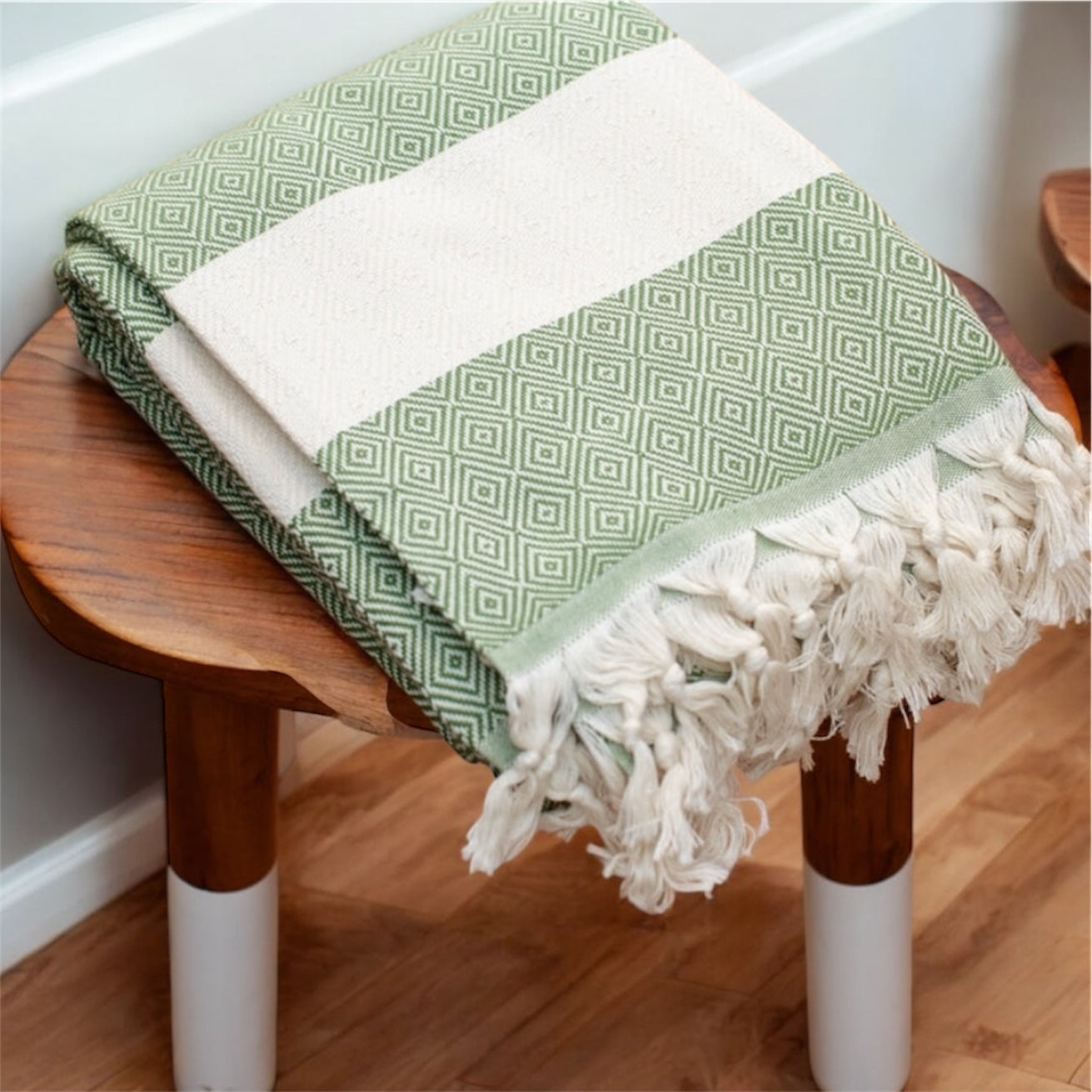 Diamond Design Green Color , Turkish Towels and Blankets