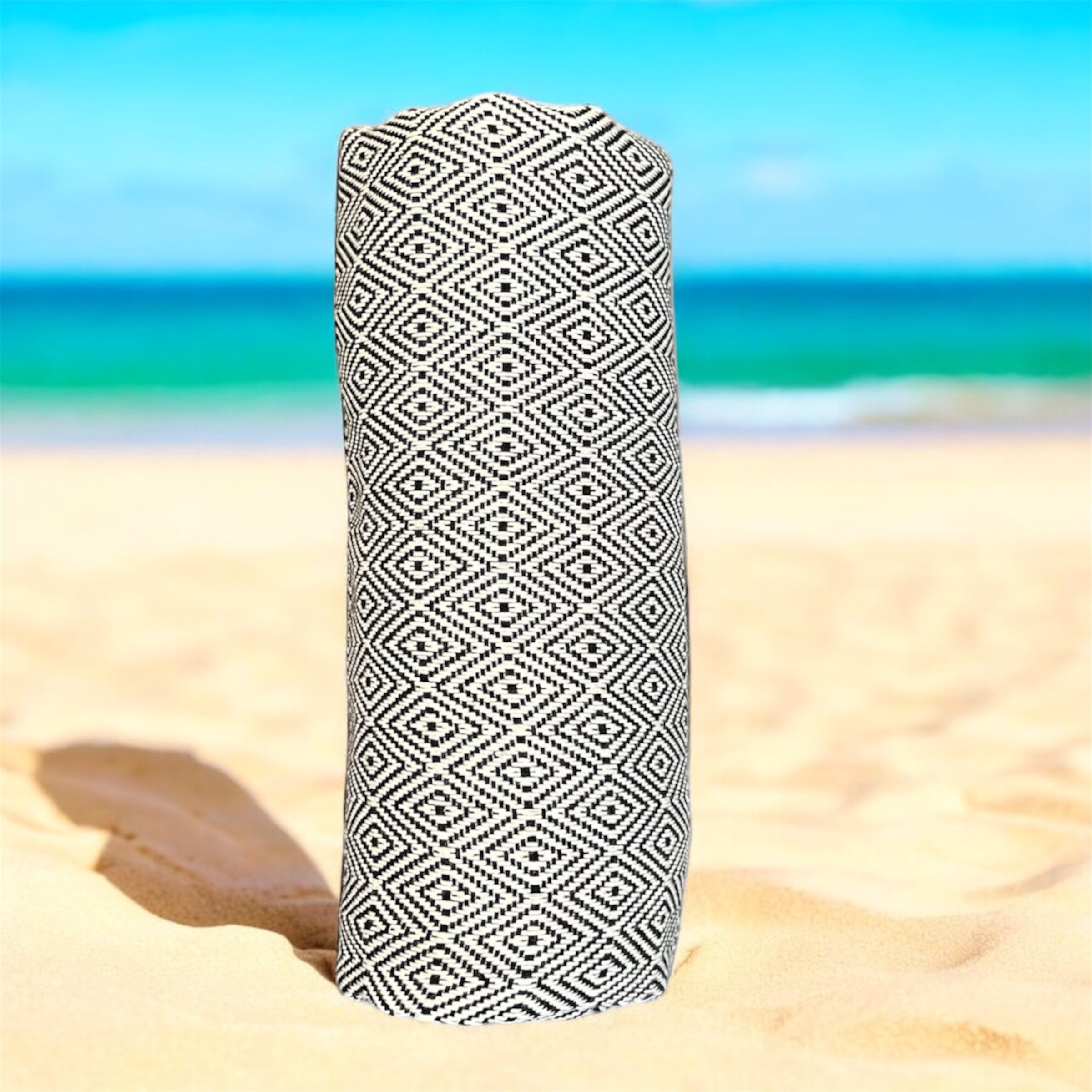 Diamond Design Turkish Beach and Bath Towel (Black Color)