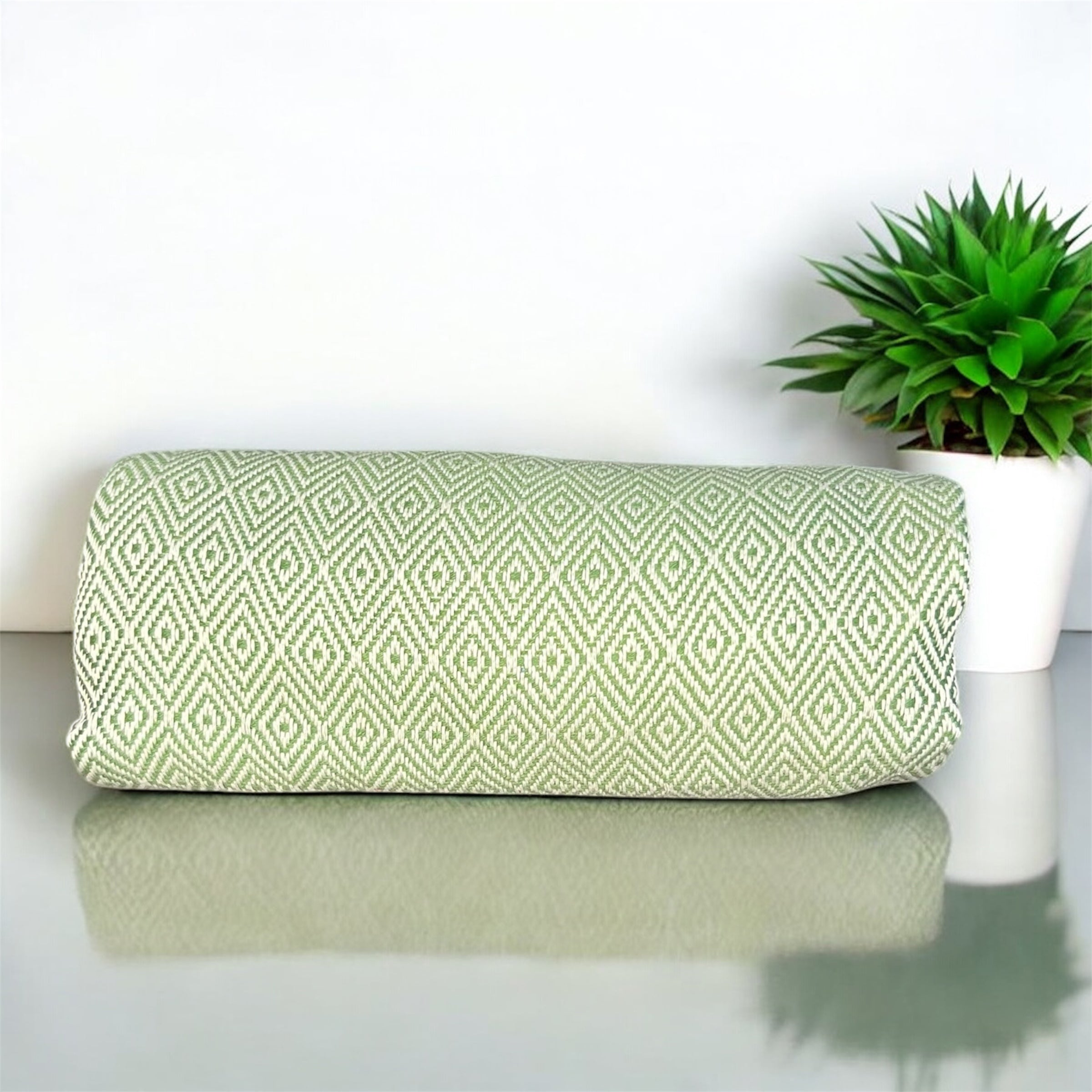 Diamond Design Green Color , Turkish Towels and Blankets