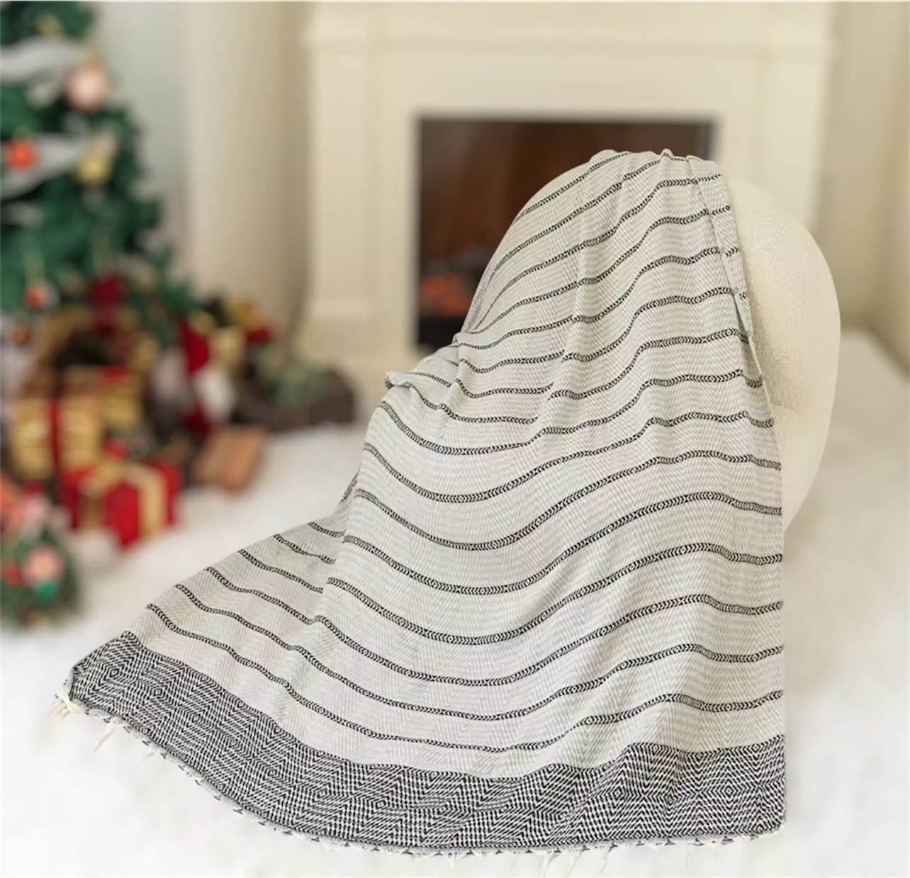 Black \ Gray Bath and Beach Towel - Throw Blanket