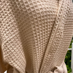 Unisex Hooded Organic  Turkish Cotton Waffle Robe in Cream Color