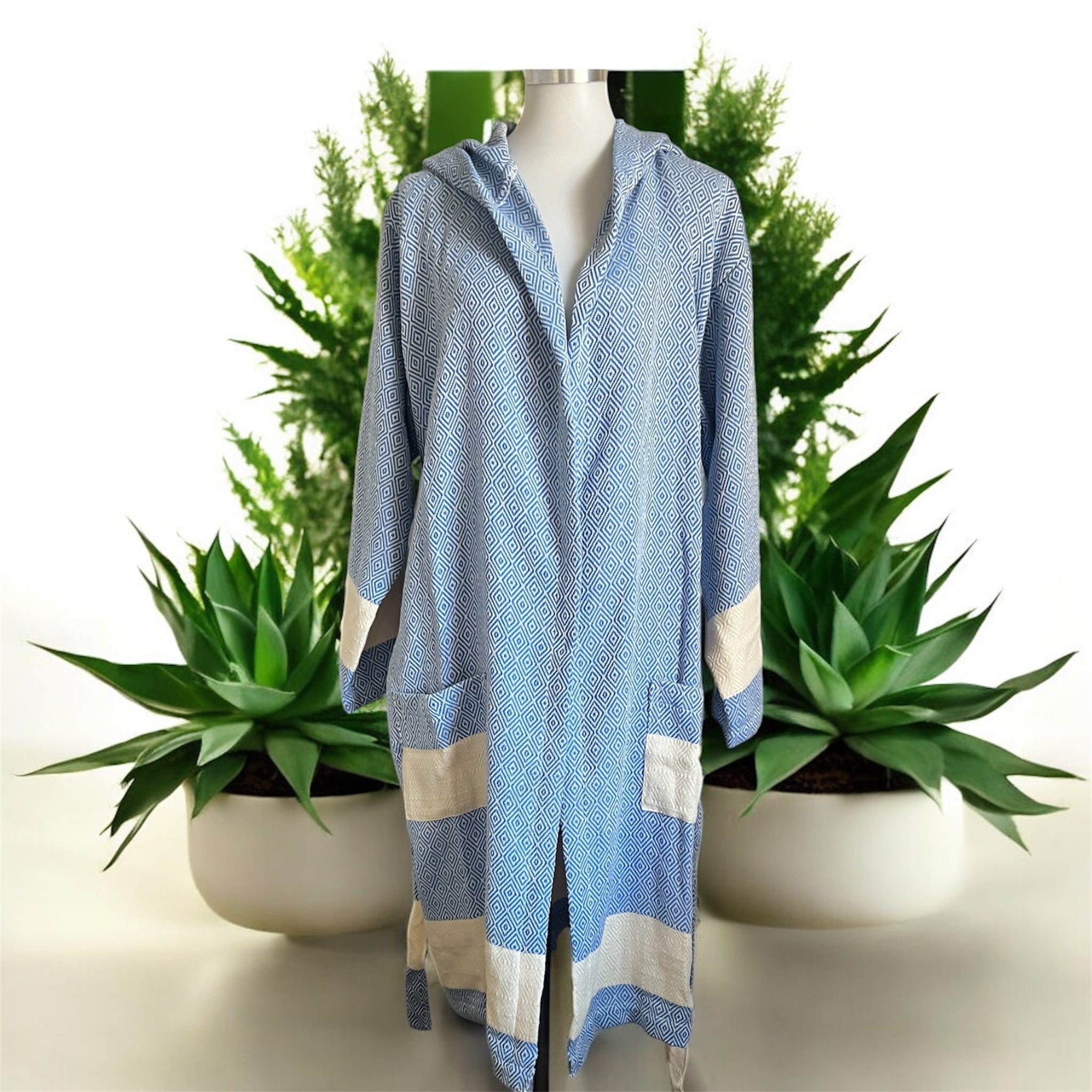 Unisex - Diamond design, Organic Turkish Cotton Robe