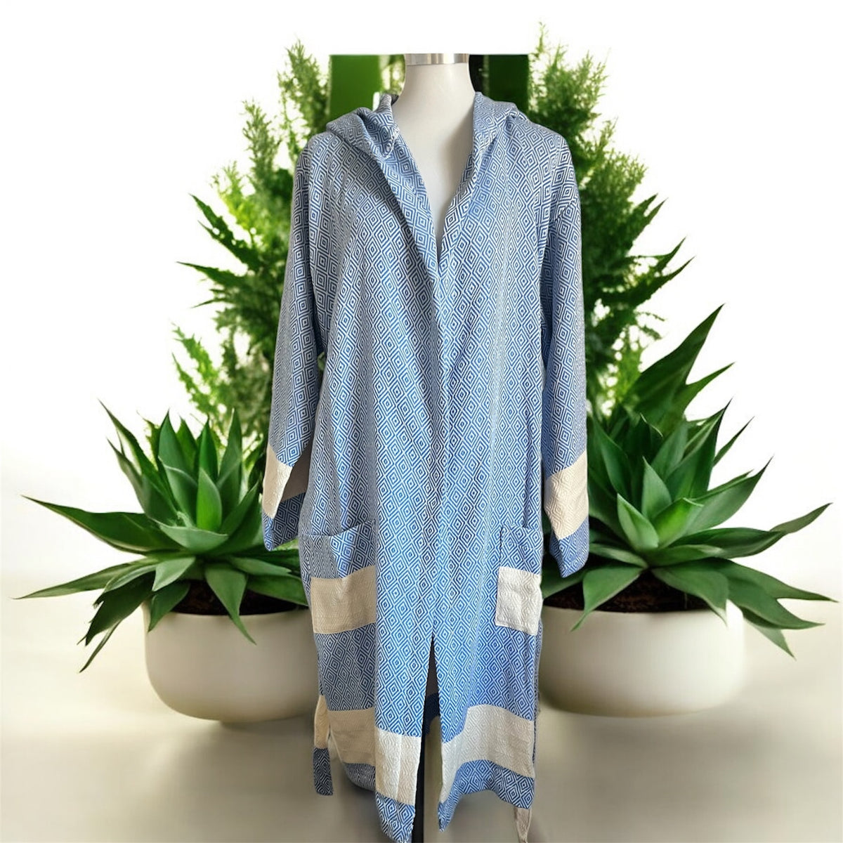 Unisex - Diamond design, Organic Turkish Cotton Robe