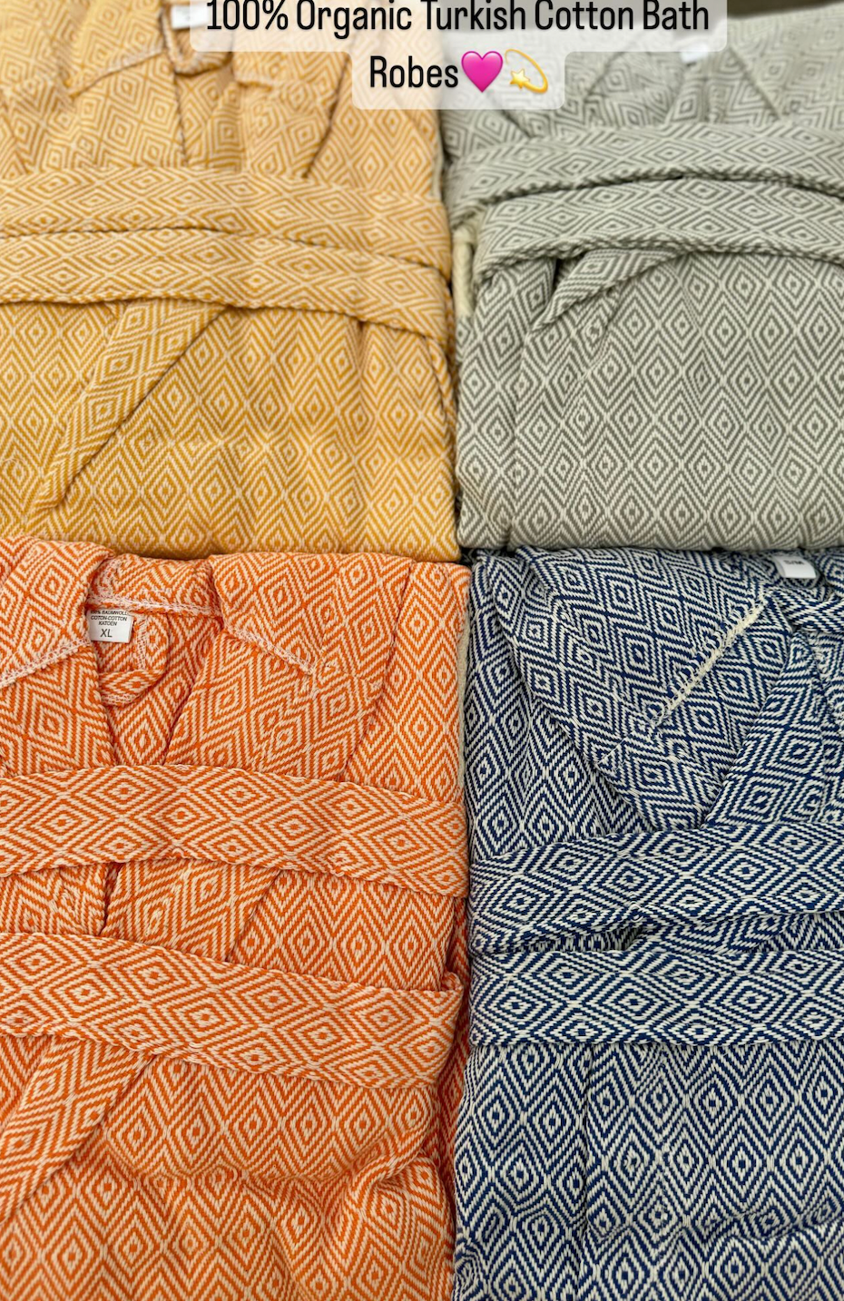 Diamond design, Organic Turkish Cotton Robe