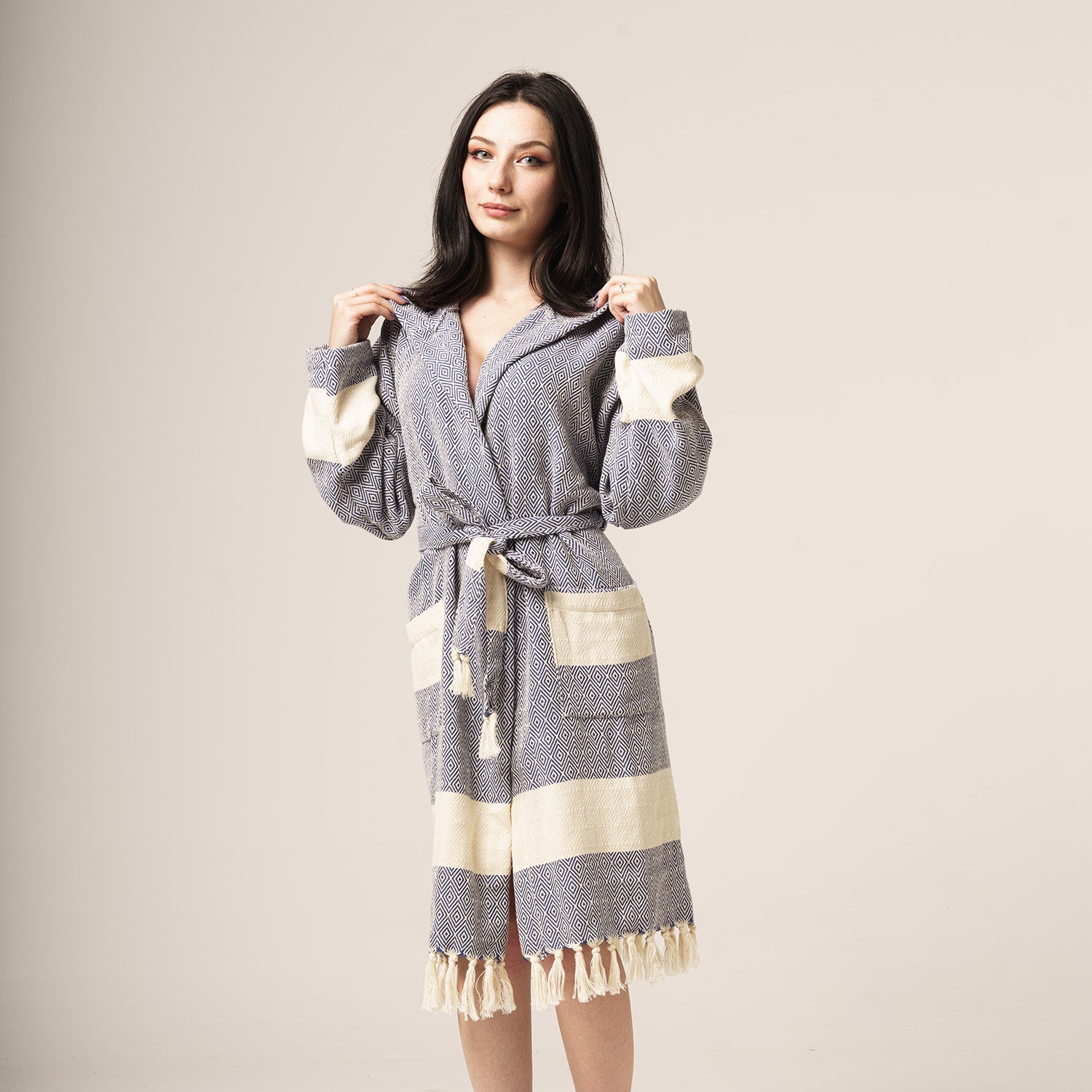 Diamond design, Organic Turkish Cotton Robe